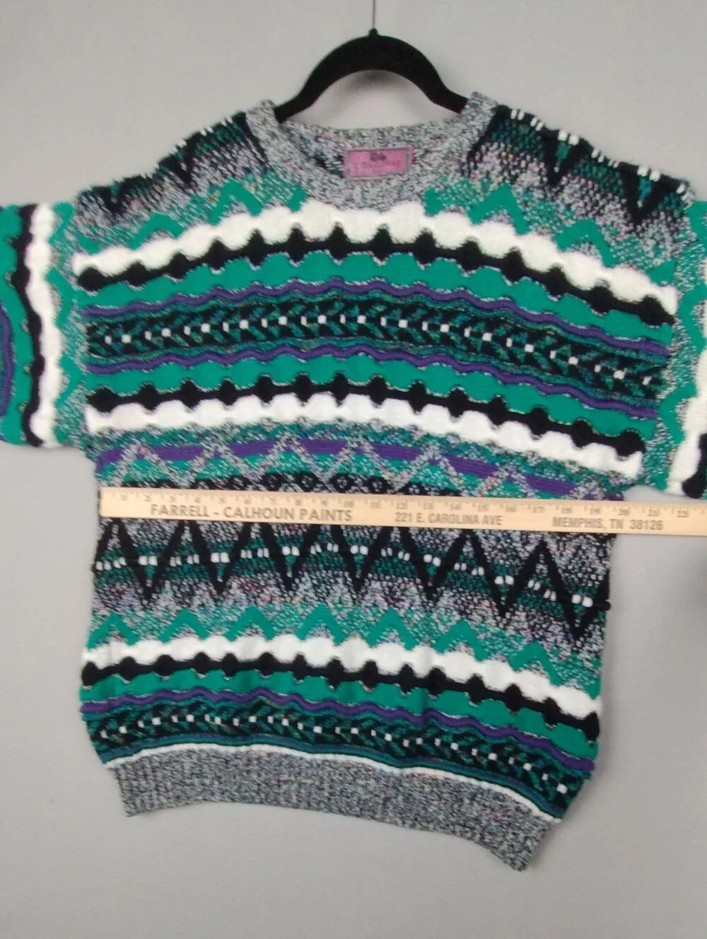 Concrete Vintage Crewneck Sweater 3D Knit Textured Striped Chunky Pullover Sz XL